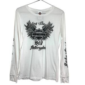 Harley Davidson Women's XL White Bling Long Sleeve Shirt Precision HD